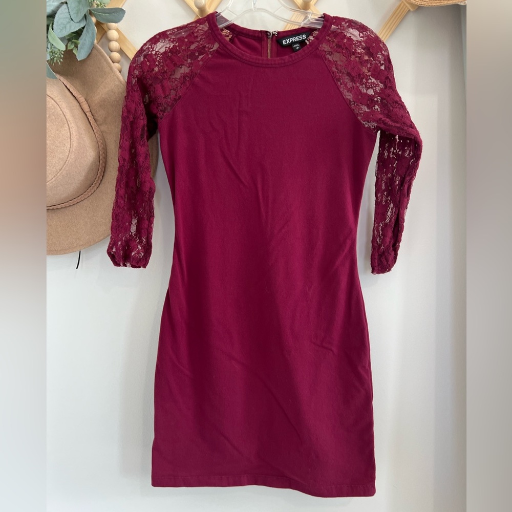 Express Fitted Dress With Mesh Sleeves